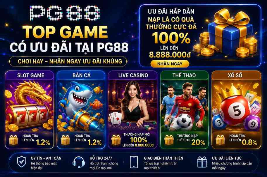 Top game có ưu đãi khủng tại khuyến mãi PG88

Top game có ưu đãi siêu đỉnh tại PG88